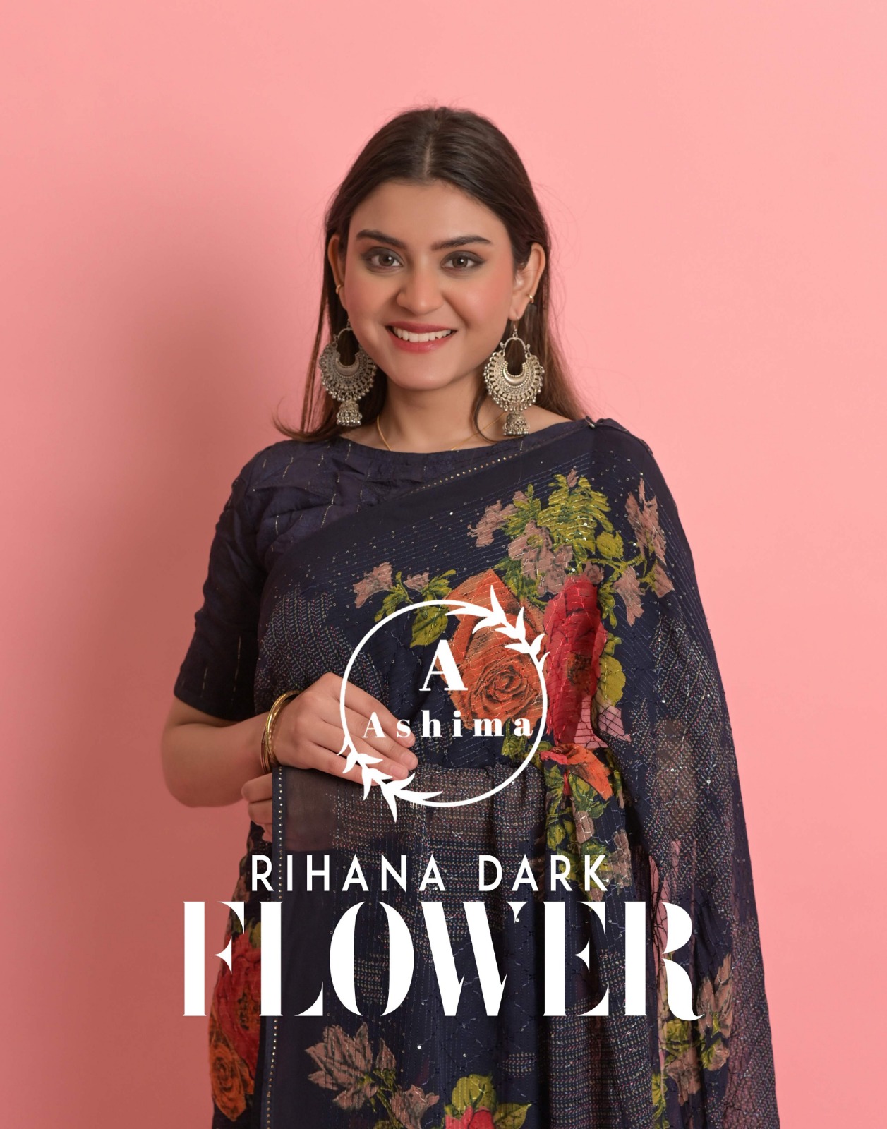 ASHIMA SAREES RIHANA DARK FLOWER